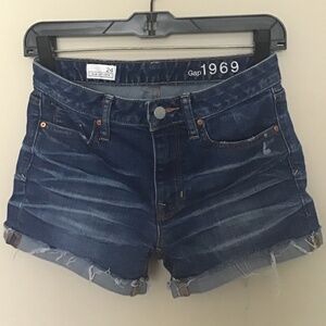 GAP Size 24 Slim Cut-off Blue Lightly Distressed Jean Shorts NWOT